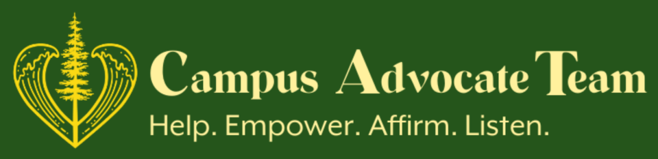 text reads: "campus advocate team. help. empower. affirm. listen."