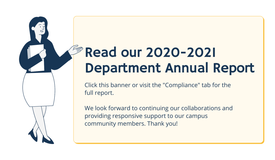 text reads: read the 2020-2021 department annual report. click banner to read full report.
